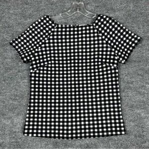 Jules & Leopold S Gingham Checkered Square Neck Blouse Preppy